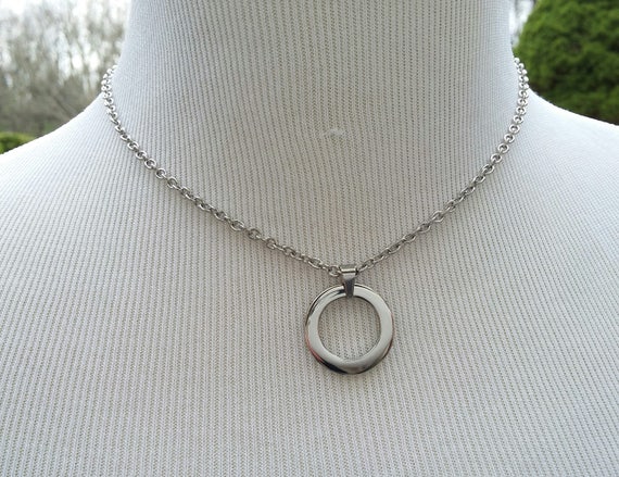 24/7 Wear Discreet Symbolic O Ring Day Collar Necklace, BDSM Submissive Collar, DDLG, Stainless Steel Petite Cable Chain Necklace