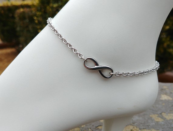 24/7 Wear Stainless Steel Link Chain, Discreet Submissive Infinity Anklet, Slave Anklet, Infinity Anklet, 3 Styles Available