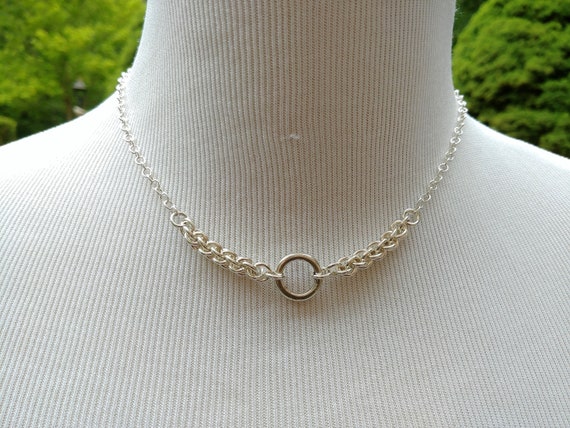 925 Sterling Silver Discreet Symbolic O Ring Necklace With Non-Locking Ring Clasp, BDSM Submissive Day Collar, DDLG