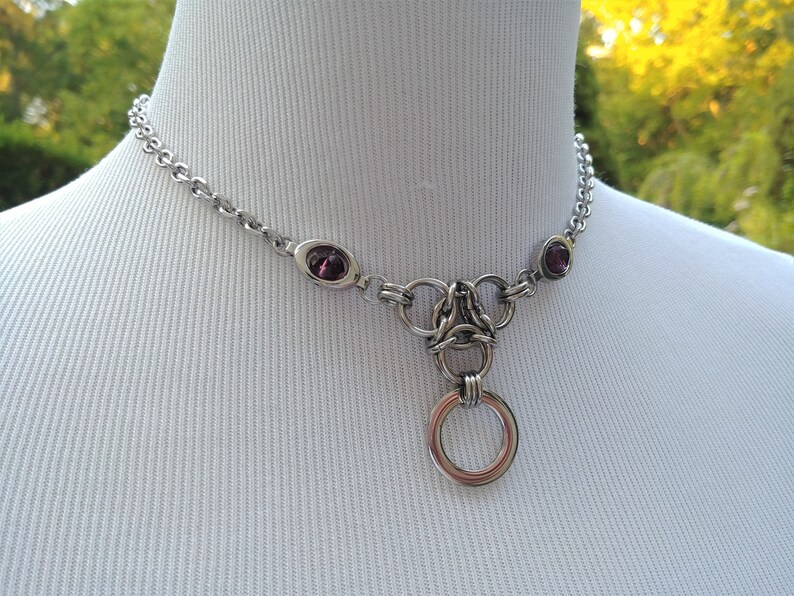 Discreet Symbolic O Ring Day Collar Necklace With Hex Lock Etsy