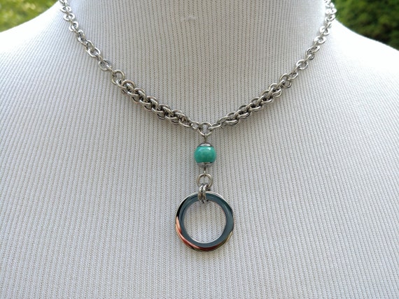 24/7 Wear Discreet Symbolic O Ring Day Collar Necklace with Swarovski Crystal Pearl Color Options, BDSM Submissive Slave Collar, DDLG