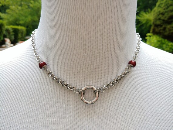 24/7 Wear Discreet Day Collar Necklace with Non-Locking O Ring Clasp and Swarovski Crystal Pearl Color Options, BDSM Submissive Slave Collar