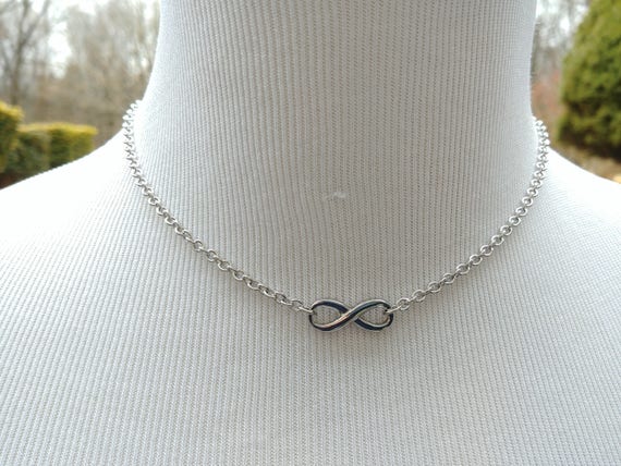 24/7 Wear Stainless Steel Discreet Infinity Symbol Day Collar Necklace, Submissive BDSM Jewelry, DDLG, Petite Cable Chain Necklace