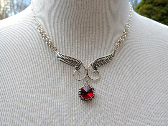 925 Sterling Silver Discreet Day Collar Necklace with Angel Wings and Personalized Swarovski Birthstone Crystal, BDSM Jewelry, DDLG