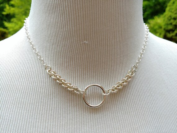 925 Sterling Silver Discreet Symbolic O Ring Necklace, BDSM Submissive Day Collar, DDLG, Eternal Love Necklace