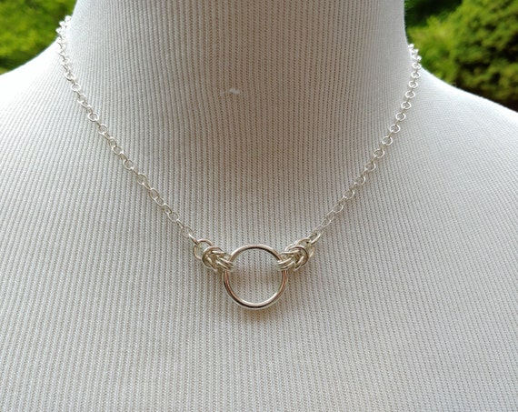 925 Sterling Silver Discreet Symbolic O Ring Necklace, BDSM Submissive Day Collar, DDLG, Eternal Love Necklace