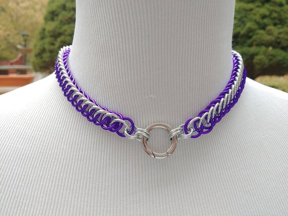 24/7 Wear BDSM Discreet Day Collar, Submissive Slave Collar, DDLG, Chainmaille Collar with Color Options, Non-Locking Stainless O Ring Clasp