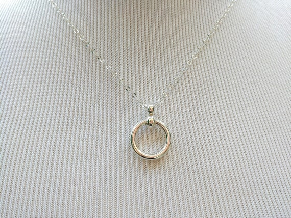 925 Sterling Silver Discreet Symbolic O Ring Necklace, BDSM Submissive Day Collar, DDLG