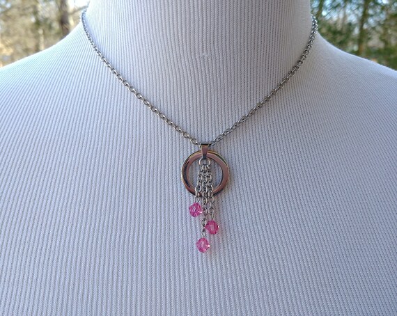 24/7 Wear Discreet Symbolic O Ring Day Collar Necklace with Swarovski Crystals, BDSM Submissive Collar, DDLG, Petite Cable Chain Necklace