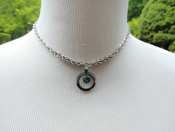 24/7 Wear Discreet Symbolic O Ring Day Collar Necklace with Personalized Swarovski Birthstone Crystal Options, BDSM Submissive Collar, DDLG