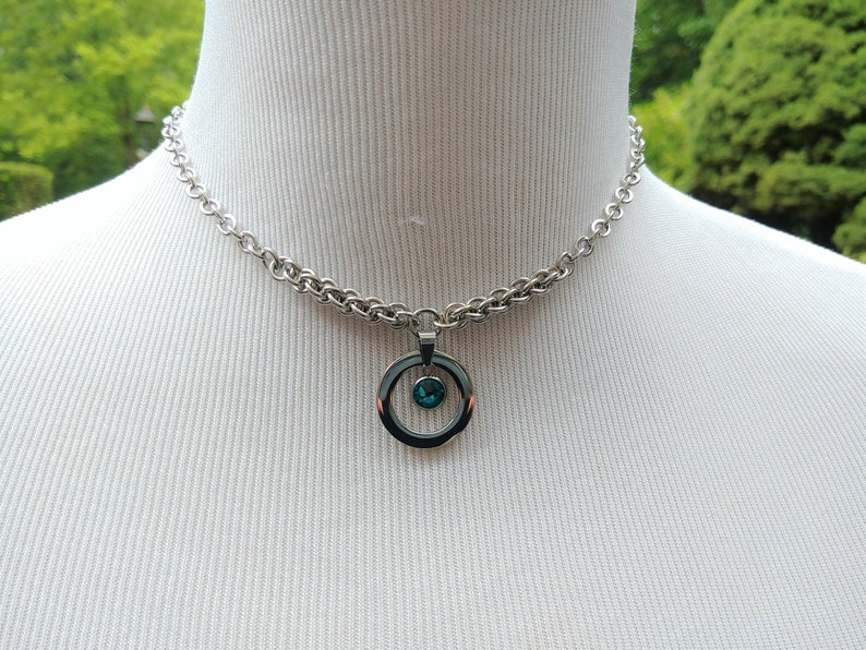 Discreet Symbolic O Ring Day Collar Necklace With Hex Lock Etsy
