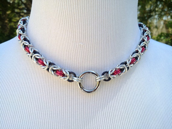 Dual Color 24/7 WEAR Discreet Symbolic O Ring Day Collar, BDSM Submissive Slave Collar, DDLG, Kink and Fetish Jewelry, Choose Your Colors