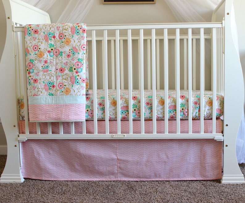 Modern Floral Crib Bedding/ Floral Crib Set/ Floral Nursery/ Etsy