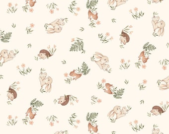 Woodland Crib Sheet, Deer Fawn and Friends Fabric