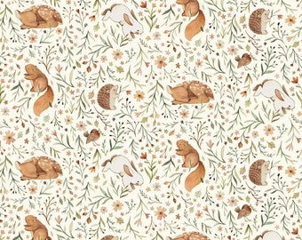 Floral Woodland Crib Sheet, Fawn and Friends Fabric