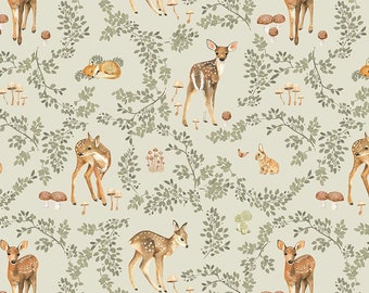 Fawn Glade Crib Sheet: Woodland Deer Fabric, Baby Nursery