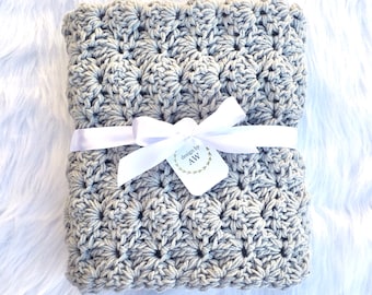 Crochet Baby Blanket - Baby Blanket Crochet - Crochet Blanket - Baby Blanket- Baby Afghan - Pink - Grey - White - Linen