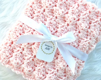 Chunky Shell Stitch Crochet Baby Blanket Pattern (PDF Pattern)