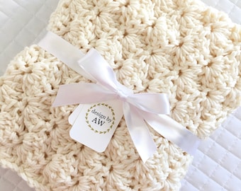 Crochet Baby Blanket for Boy or Girl - Handmade Baby Shower Gift