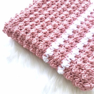 Crochet Baby Girl Blanket, Baby Shower Gift, Pink Baby Afghan, Chunky Baby Blanket
