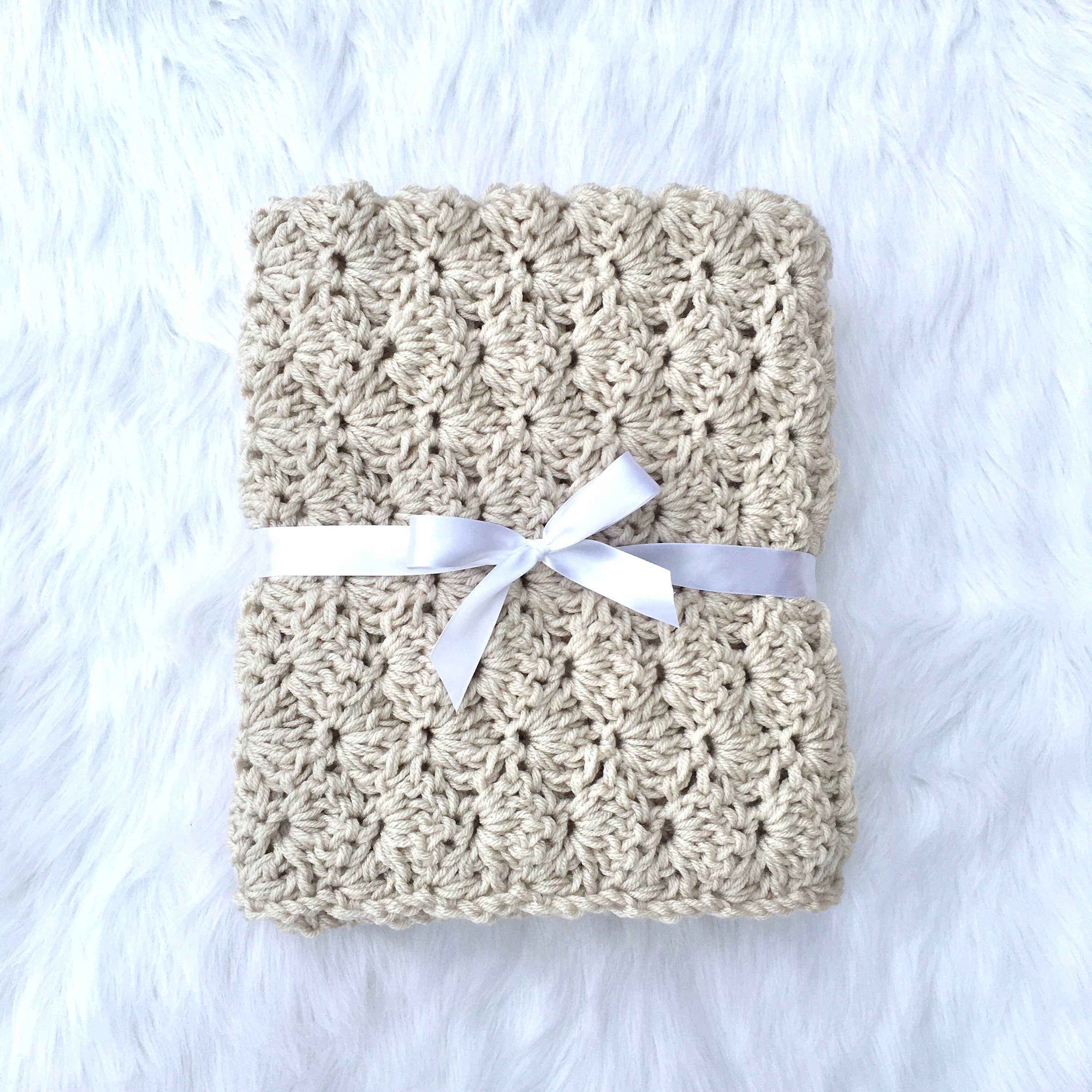 Crochet Baby Blanket Pattern Easy Shell Stitch Chunky Crochet