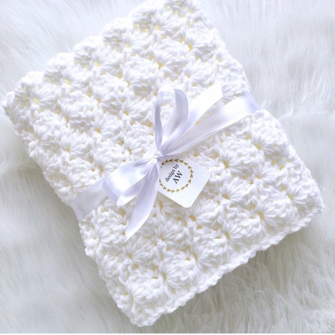 Crochet Baby Blanket Pattern Easy Shell Stitch Chunky Etsy