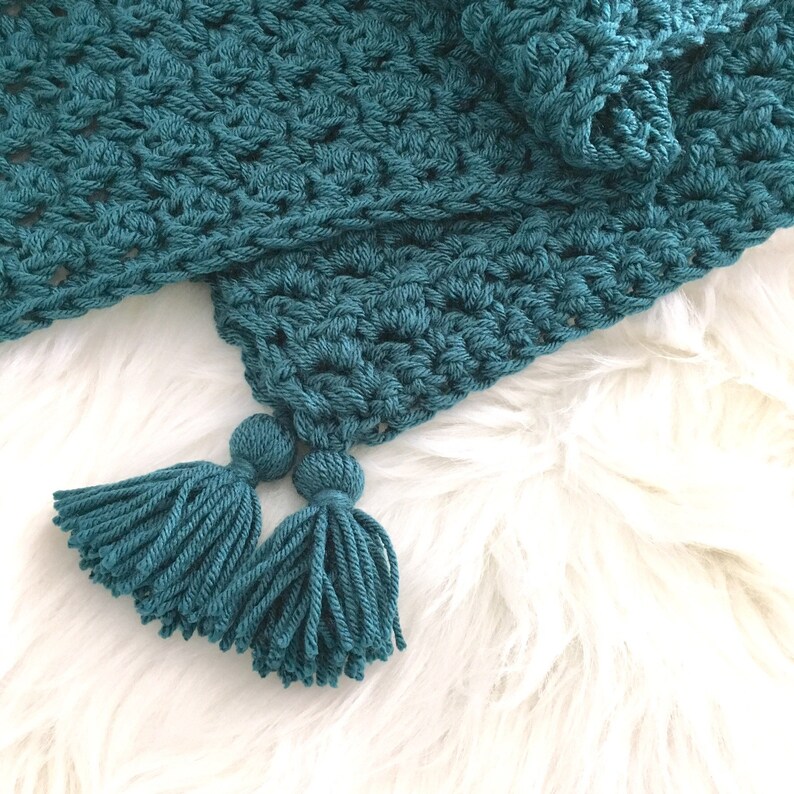 Chunky Knit Blanket Boho Crochet Baby Blanket With Tassels Etsy