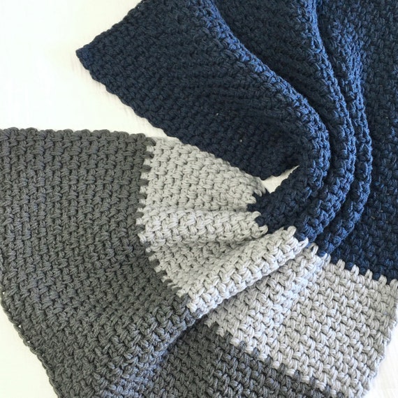 Baby Blanket Crochet Nautical Nursery Crochet Baby Blanket Baby Boy Modern Baby Afghan Stroller Blanket Navy Grey Etsy Canada