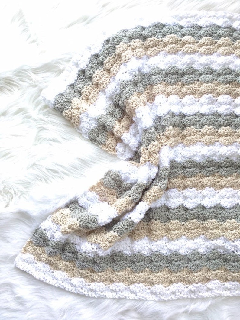 Neutral Crochet Baby Blanket Baby Gift Basket Ideas Modern - Etsy