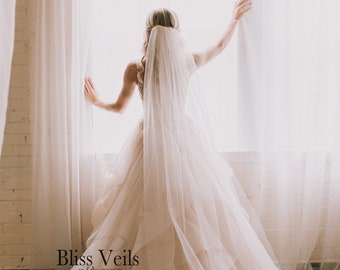 Chapel Length Wedding Veil - One Layer Veil with Pencil Edge - Available in 9 Lengths and 6 Colors! Fast Shipping!