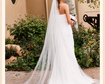 Soft Tulle Chapel Veil, Single Tier Raw Edge Bridal Veil