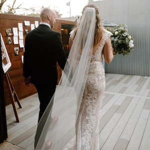 Sheer Veil, Simple Wedding Veil, Cut Edge Veil, Chapel Veil, Cathedral Veil, Ivory Bridal Veil, Champagne Veil
