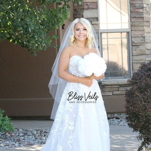 Angel Cut Wedding Veil:  Cascading One Layer - Ivory, Blush, Champagne, Soft White