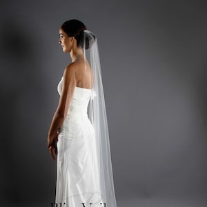 Minimalist Sheer Wedding Veil: Barely There Cut Edge, Soft White, Ivory, Blush, Champagne