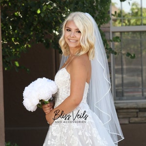 Pearl Bridal Veil: Angel Cut Tulle, Ivory, White, Blush, Champagne, Fingertip to Cathedral Length