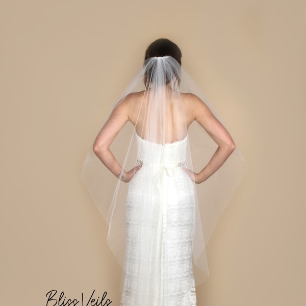 Beautiful Soft One Layer Veil, Angel Cut Wedding Veil, One Layer Veil, Waltz Veil, Chapel Length Veil - Fast Shipping!