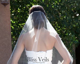 Sheer Wedding Veil, Ivory Bridal Veil, Simple Wedding Veil, Drop Veil, Off White, Blush, Champagne Wedding Veil - Fast Shipping!