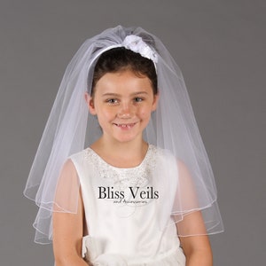 First Communion Veil with Floral Headband - Fast Shipping!
