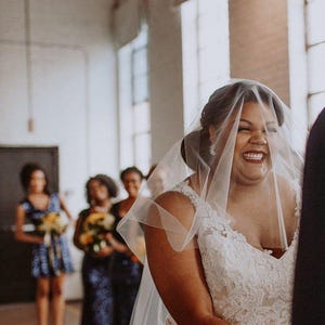 Two Layer Wedding Veil with Blusher in Soft Tulle Available in Fingertip Knee Floor Chapel Waltz or Cathedral Length