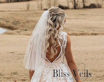 Sheer One Layer Veil - Bridal Veil - Simple Veil - Classic Veil - Waist - Fingertip - Knee Veil - Elegant Chapel Veil - Fast Shipping!