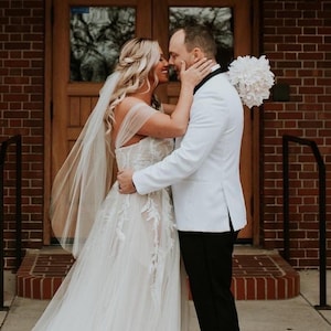 Minimalist Tulle Wedding Veil: Sheer Raw Edge, Fingertip to Cathedral, Ivory, Soft White, Blush
