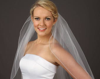 Full Volume Bridal Veil, 1 Tier Fingertip Veil, Ivory Veil, Floor Veil, Blush Veil, Chapel Veil, Dramatic Veil, Elegant Veil