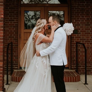 Simple Cut Edge Wedding Veil: Soft White Tulle, Ivory, Blush, Champagne, Multiple Lengths