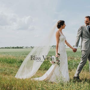 Ivory Wedding Veil: Soft Tulle, Raw Edge, White, Blush, Champagne, Fingertip to Cathedral Length