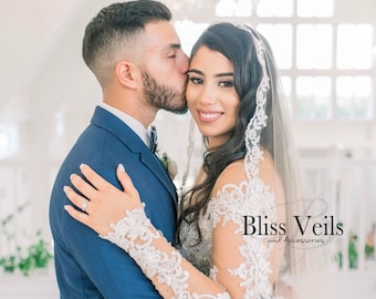 Gorgeous Cathedral Mantilla Veil, Long Lace Veil, Fingertip Veil