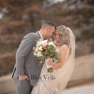 Soft Tulle Wedding Veil: Raw Edge, Minimalist Bridal Veil - Fingertip to Cathedral