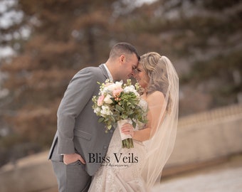 Simple Wedding Veil, Elegant Veil, 1 Layer Veil, Waltz Veil, Ivory Bridal Veil, Champagne Veil, Moscato Veil, Fingertip Veil