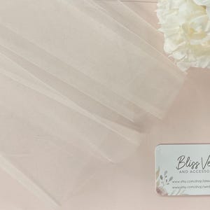 Soft Sheer Wedding Veil Raw Edge Bridal Veil Minimalist Single Tier Short Veil Waist Fingertip Length image 9