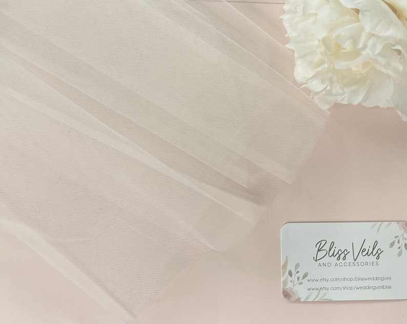 Soft Sheer Wedding Veil Raw Edge Bridal Veil Minimalist Single Tier Short Veil Waist Fingertip Length image 9