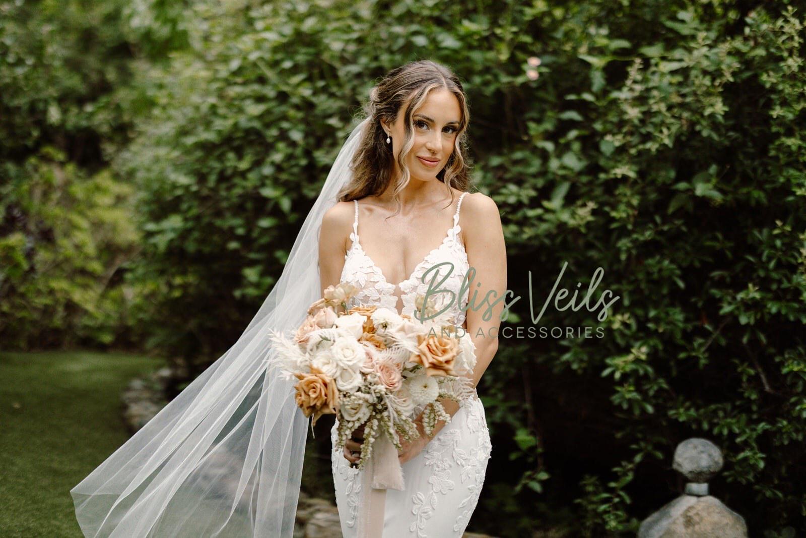 Lightweight Sheer Wedding Veil, One Tier Soft Tulle Veil 